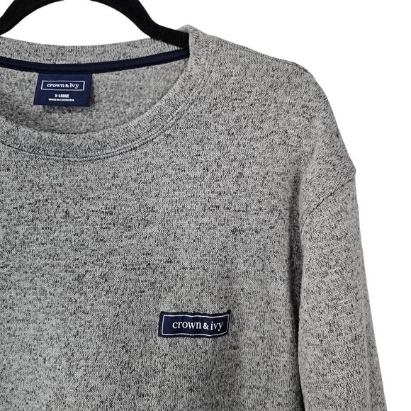Crown & Ivy Fleece Crew Neck Gray Pull Over Sweatshirt - Picture 3 of 5